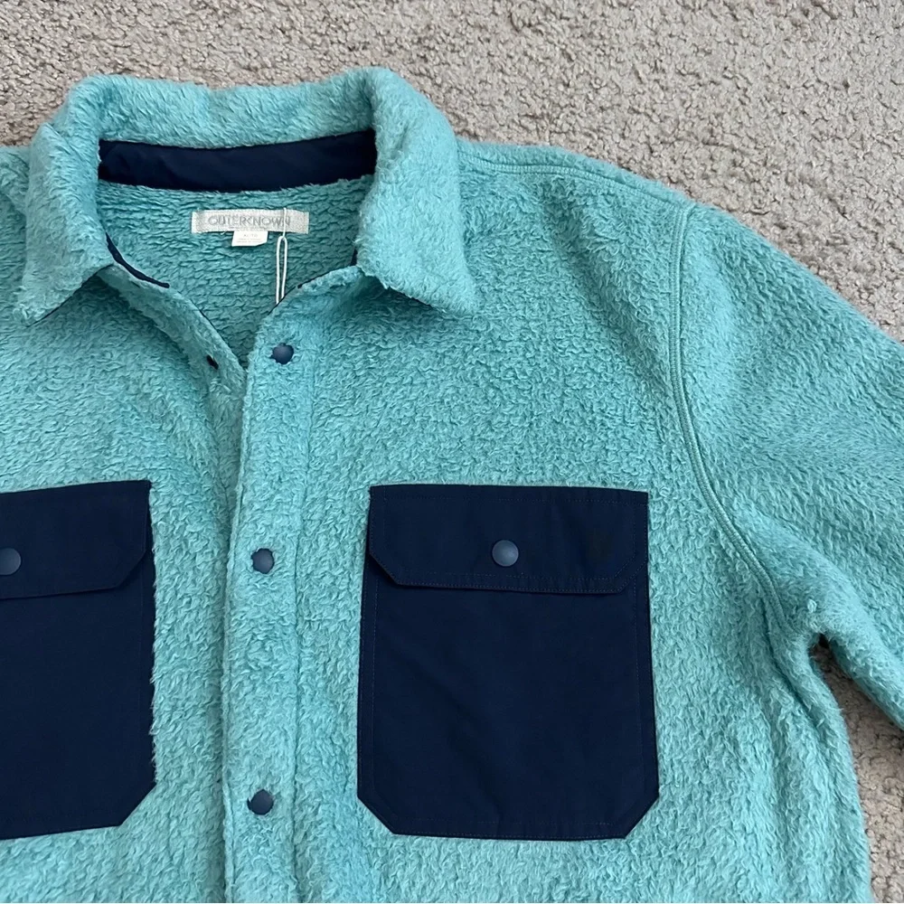 Outerknown Skyline Fleece Sherpa Shirt Jacket Mens XL Blue